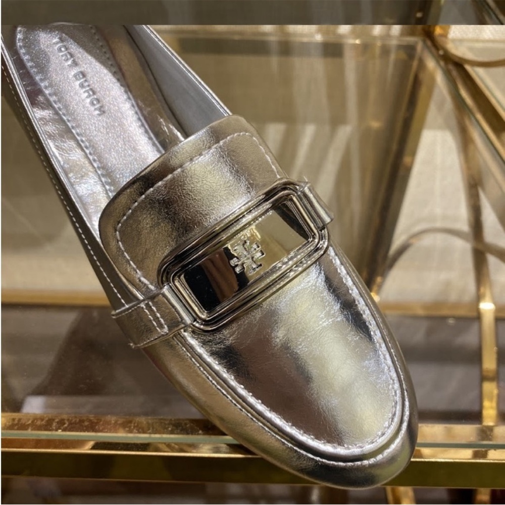 Tory Burch Silver Loafers